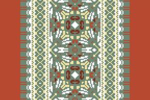 Bukhara pattern Seamless Bandana print silk Motif embroidery, Pixel Ikat embroidery Design for Print scandinavian pattern saree ethnic nativity gypsy pattern vector