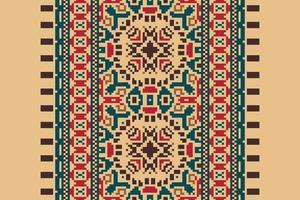 Bukhara pattern Seamless Scandinavian pattern Motif embroidery, Pixel Ikat embroidery Design for Print Texture fabric saree sari carpet. kurta patola saree vector