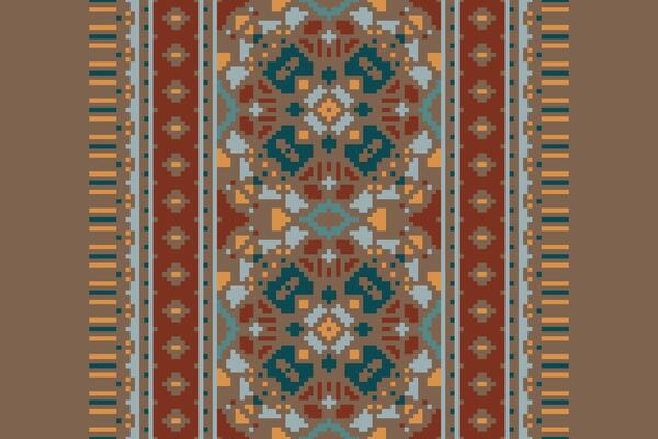 Fashion pattern Seamless Native American, Motif embroidery, Pixel Ikat embroidery Design for Print pattern vintage flower folk navajo patchwork pattern