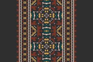 Fashion pattern Seamless Mughal architecture Motif embroidery, Pixel Ikat embroidery Design for Print pattern vintage flower folk navajo patchwork pattern vector
