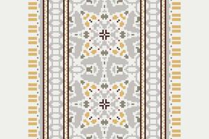 Fashion pattern Seamless Scandinavian pattern Motif embroidery, Pixel Ikat embroidery Design for Print indigenous art aboriginal art pattern floral kurti mughal border vector