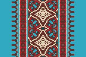 Tissue Dupatta Seamless Native American, Motif embroidery, Pixel Ikat embroidery Design for Print Texture fabric saree sari carpet. kurta patola saree vector