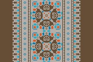 Tissue Dupatta Seamless Bandana print silk Motif embroidery, Pixel Ikat embroidery Design for Print kurta pattern mughal motifs tapestry pattern floral repeat vector