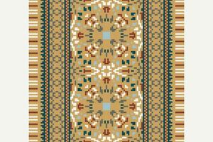 Tissue Dupatta Seamless Bandana print silk Motif embroidery, Pixel Ikat embroidery Design for Print tie dyeing pillowcase sambal puri kurti mughal architecture vector