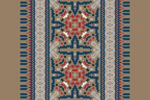 Tissue Dupatta Seamless Bandana print silk Motif embroidery, Pixel Ikat embroidery Design for Print scandinavian pattern saree ethnic nativity gypsy pattern vector