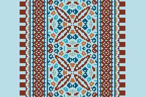 Tissue Dupatta Seamless Bandana print silk Motif embroidery, Pixel Ikat embroidery Design for Print scandinavian pattern saree ethnic nativity gypsy pattern vector