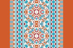 Tissue Dupatta Seamless Bandana print silk Motif embroidery, Pixel Ikat embroidery Design for Print pattern vintage flower folk navajo patchwork pattern vector