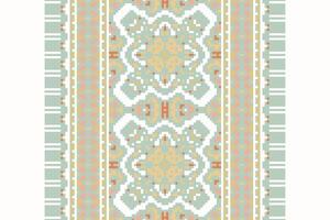 Tissue Dupatta Seamless Scandinavian pattern Motif embroidery, Pixel Ikat embroidery Design for Print scarf hijab pattern kerchief Pixel Ikat Silk kurti model mughal patterns vector