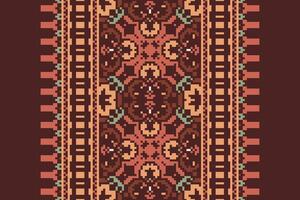Tissue Dupatta Seamless Mughal architecture Motif embroidery, Pixel Ikat embroidery Design for Print scandinavian pattern saree ethnic nativity gypsy pattern vector