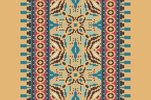 Tissue Dupatta Seamless Mughal architecture Motif embroidery, Pixel Ikat embroidery Design for Print pattern vintage flower folk navajo patchwork pattern vector