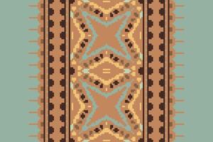 Tissue Dupatta Seamless Scandinavian pattern Motif embroidery, Pixel Ikat embroidery Design for Print pattern vintage flower folk navajo patchwork pattern vector