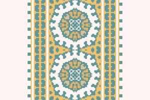 Tissue Dupatta Seamless Scandinavian pattern Motif embroidery, Pixel Ikat embroidery Design for Print scandinavian pattern saree ethnic nativity gypsy pattern vector