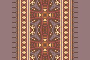 Peruvian pattern Seamless Bandana print silk Motif embroidery, Pixel Ikat embroidery Design for Print tie dyeing pillowcase sambal puri kurti mughal architecture vector