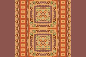 Peruvian pattern Seamless Bandana print silk Motif embroidery, Pixel Ikat embroidery Design for Print scandinavian pattern saree ethnic nativity gypsy pattern vector