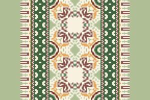 Peruvian pattern Seamless Mughal architecture Motif embroidery, Pixel Ikat embroidery Design for Print figure tribal ink on cloth patola sari vector