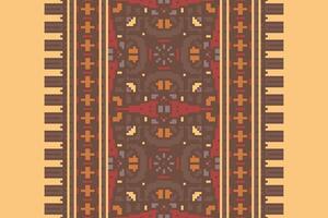 Peruvian pattern Seamless Scandinavian pattern Motif embroidery, Pixel Ikat embroidery Design for Print tapestry floral kimono repeat pattern lacing spanish motif vector