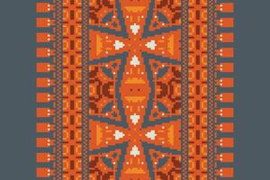 Patola sari Seamless Native American, Motif embroidery, Pixel Ikat embroidery Design for Print pattern vintage flower folk navajo patchwork pattern vector