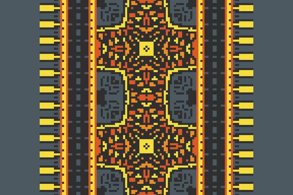 Patola sari Seamless Native American, Motif embroidery, Pixel Ikat embroidery Design for Print border embroidery ancient egypt