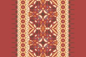 Patola sari Seamless Bandana print silk Motif embroidery, Pixel Ikat embroidery Design for Print tie dyeing pillowcase sambal puri kurti mughal architecture vector