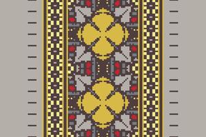 Patola sari Seamless Australian aboriginal pattern Motif embroidery, Pixel Ikat embroidery Design for Print pattern vintage flower folk navajo patchwork pattern vector