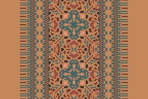 Patola sari Seamless Mughal architecture Motif embroidery, Pixel Ikat embroidery Design for Print tie dyeing pillowcase sambal puri kurti mughal architecture vector