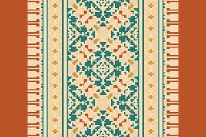 Patola sari Seamless Scandinavian pattern Motif embroidery, Pixel Ikat embroidery Design for Print pattern vintage flower folk navajo patchwork pattern vector