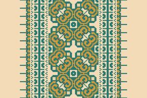 Patola sari Seamless Scandinavian pattern Motif embroidery, Pixel Ikat embroidery Design for Print tapestry floral kimono repeat pattern lacing spanish motif vector
