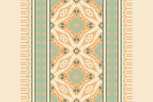 Kilim Pattern Seamless Bandana print silk Motif embroidery, Pixel Ikat embroidery Design for Print scandinavian pattern saree ethnic nativity gypsy pattern vector