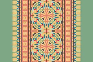Kilim Pattern Seamless Bandana print silk Motif embroidery, Pixel Ikat embroidery Design for Print scandinavian pattern saree ethnic nativity gypsy pattern vector