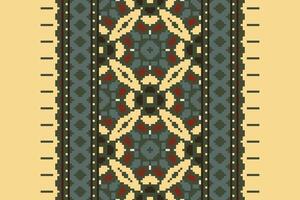 Dupatta Pattern Seamless Bandana print silk Motif embroidery, Pixel Ikat embroidery Design for Print scarf hijab pattern kerchief Pixel Ikat Silk kurti model mughal patterns vector