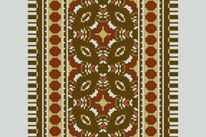 Dupatta Pattern Seamless Scandinavian pattern Motif embroidery, Pixel Ikat embroidery Design for Print indigenous art aboriginal art pattern floral kurti mughal border vector