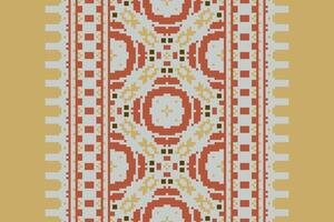 Dupatta Pattern Seamless Scandinavian pattern Motif embroidery, Pixel Ikat embroidery Design for Print pattern vintage flower folk navajo patchwork pattern vector