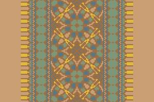 Salwar Pattern Seamless Native American, Motif embroidery, Pixel Ikat embroidery Design for Print Texture fabric saree sari carpet. kurta patola saree vector