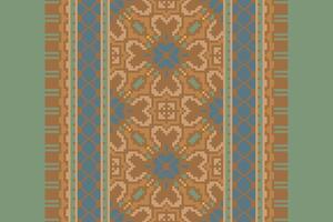 Dupatta Pattern Seamless Scandinavian pattern Motif embroidery, Pixel Ikat embroidery Design for Print egyptian pattern tibetan mandala bandanna vector