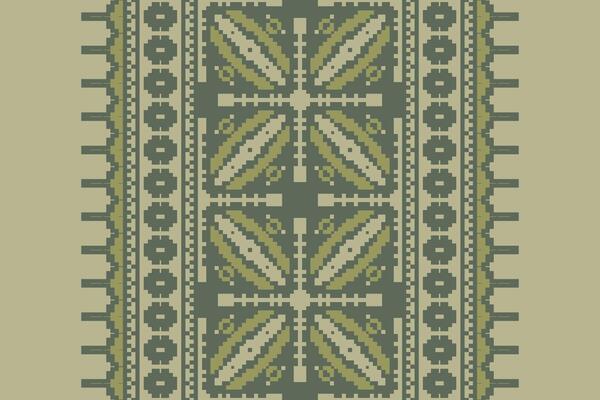Pixel Cross Stitch pattern with Floral Designs. Traditional cross stitch needlework. Geometric Ethnic pattern, Embroidery, Textile ornamentation, fabric, Hand stitched pattern, Cultural stitching