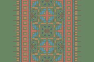 Pixel Cross Stitch pattern with Floral Designs. Traditional cross stitch needlework. Geometric Ethnic pattern, Embroidery, Textile ornamentation, fabric, Hand stitched pattern, Cultural stitching vector