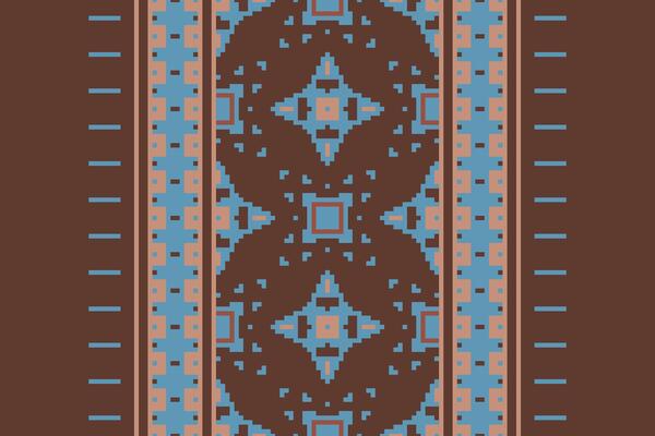 Pixel Cross Stitch pattern with Floral Designs. Traditional cross stitch needlework. Geometric Ethnic pattern, Embroidery, Textile ornamentation, fabric, Hand stitched pattern, Cultural stitching