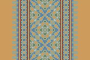 Anarkali Pattern Seamless Native American, Motif embroidery, Pixel Ikat embroidery Design for Print Texture fabric saree sari carpet. kurta patola saree vector