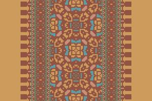 Anarkali Pattern Seamless Mughal architecture Motif embroidery, Pixel Ikat embroidery Design for Print Texture fabric saree sari carpet. kurta patola saree vector