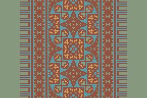 Anarkali Pattern Seamless Mughal architecture Motif embroidery, Pixel Ikat embroidery Design for Print endless arabesque cloth dupatta shawl bandana print silk kurta men vector