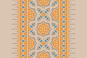 Anarkali Pattern Seamless Mughal architecture Motif embroidery, Pixel Ikat embroidery Design for Print tapestry floral kimono repeat pattern lacing spanish motif vector
