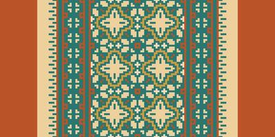 Patchwork pattern Seamless Mughal architecture Motif embroidery, Pixel Ikat embroidery Design for Print egyptian pattern tibetan mandala bandanna vector