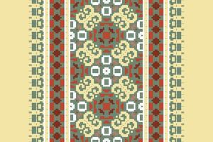 Anarkali Pattern Seamless Scandinavian pattern Motif embroidery, Pixel Ikat embroidery Design for Print pattern vintage flower folk navajo patchwork pattern vector