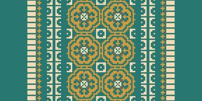 Patchwork pattern Seamless Scandinavian pattern Motif embroidery, Pixel Ikat embroidery Design for Print Texture fabric saree sari carpet. kurta patola saree vector