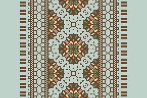 Anarkali frock design Seamless Scandinavian pattern Motif embroidery, Pixel Ikat embroidery Design for Print indonesian batik motif embroidery native american kurta mughal design vector