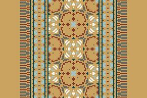 Kurta Pattern Seamless Scandinavian pattern Motif embroidery, Pixel Ikat embroidery Design for Print Texture fabric saree sari carpet. kurta patola saree vector
