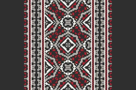Kurta Pattern Seamless Scandinavian pattern Motif embroidery, Pixel Ikat embroidery Design for Print tie dyeing pillowcase sambal puri kurti mughal architecture vector