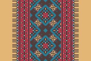 Punjabi Pattern Seamless Bandana print silk Motif embroidery, Pixel Ikat embroidery Design for Print tie dyeing pillowcase sambal puri kurti mughal architecture vector