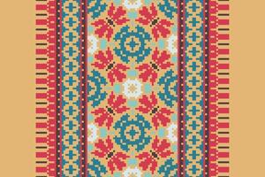Punjabi Pattern Seamless Bandana print silk Motif embroidery, Pixel Ikat embroidery Design for Print scarf hijab pattern kerchief Pixel Ikat Silk kurti model mughal patterns vector