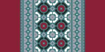 Tie dye Pattern Seamless Native American, Motif embroidery, Pixel Ikat embroidery Design for Print tie dyeing pillowcase sambal puri kurti mughal architecture vector